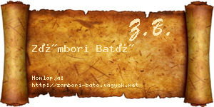 Zámbori Bató névjegykártya